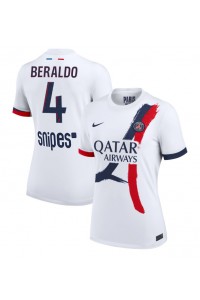 Paris Saint-Germain Lucas Beraldo #4 Jalkapallovaatteet Naisten Vieraspaita 2025-26 Lyhythihainen